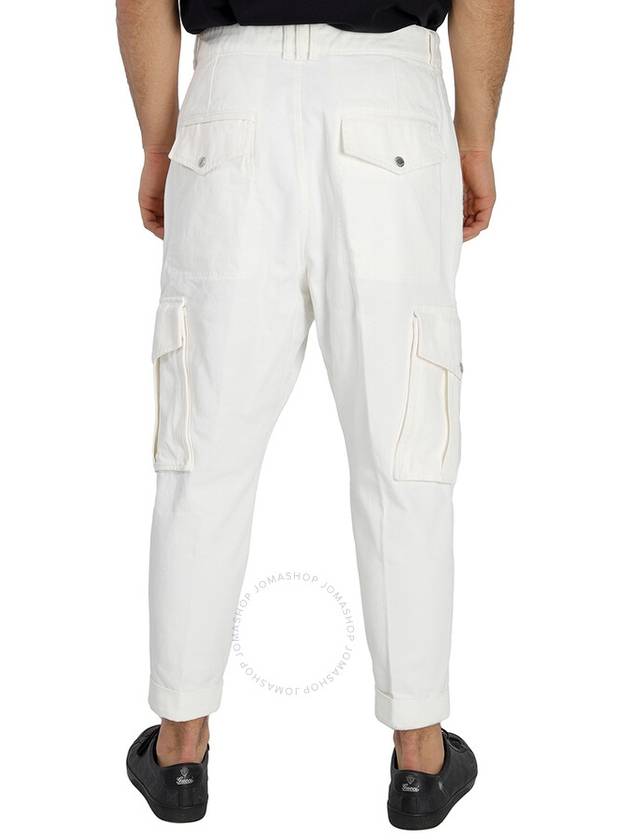 Men's Cargo Cotton Straight Pants White - BALMAIN - BALAAN 4