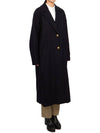 Women's Cocoon Gold Button Patch Single Coat Navy - GOLDEN GOOSE - BALAAN.