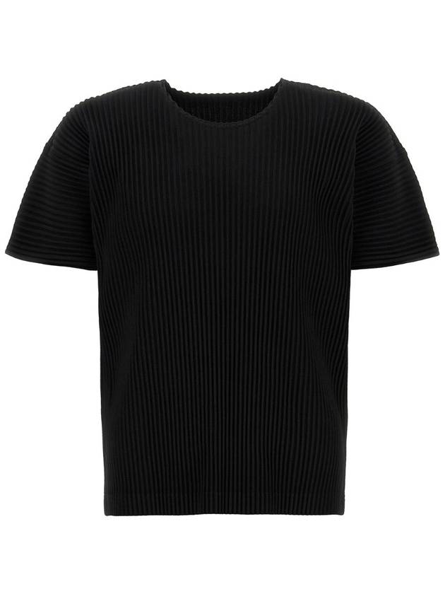 Pleated Short Sleeve T-Shirt Black - ISSEY MIYAKE - BALAAN 1