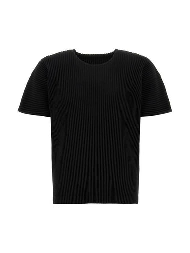 Pleated Short Sleeve T-Shirt Black - ISSEY MIYAKE - BALAAN 1