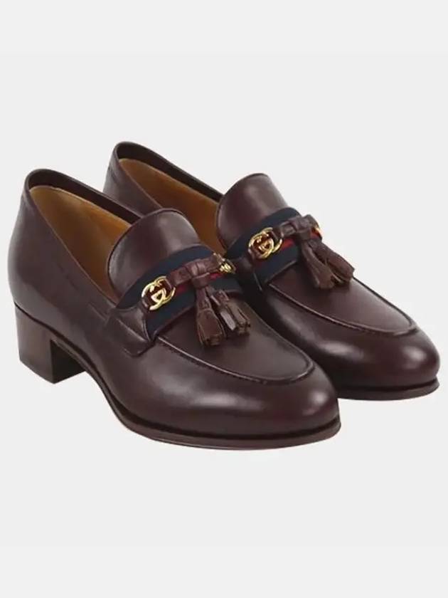 GG Interlocking Logo Web Tassel Loafer Brown - GUCCI - BALAAN.