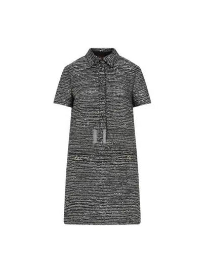 Striped Tweed Lamé Short Dress Black Silver - GUCCI - BALAAN 2