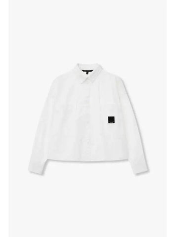 Women s Two Pocket Loose Fit Crop Shirt White - ARMANI EXCHANGE - BALAAN 1