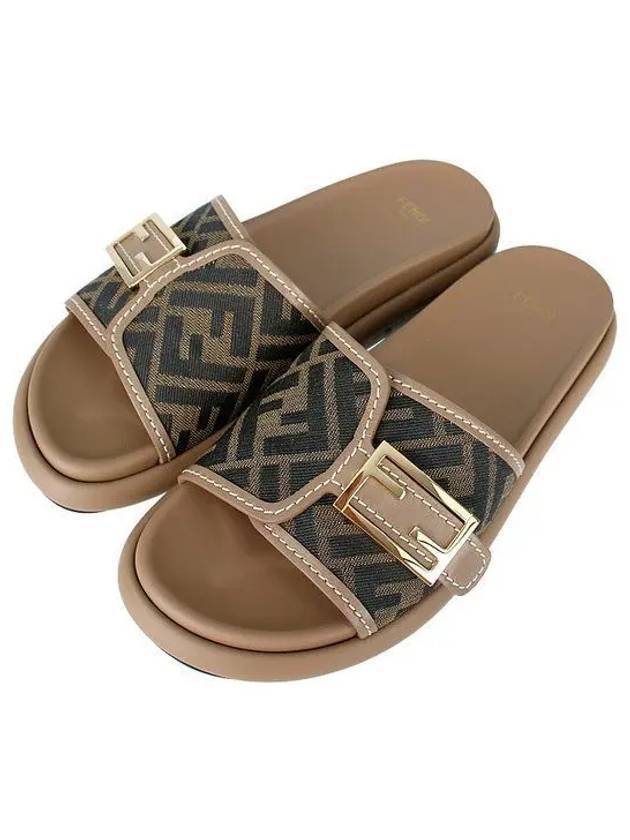 FF Baguette Slide Slippers Brown - FENDI - BALAAN 2