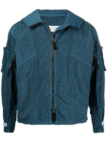 Patch Pocket Shell Lightweight Zip-up Jacket Saphir Blue - MAISON MARGIELA - BALAAN 1