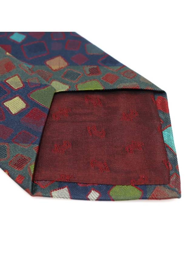 100 Silk Navy Khaki Square Multi Pattern Tie - A. TESTONI - BALAAN 5