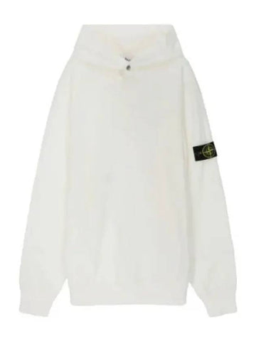 Wappen Button Regular Fit Hooded White T Shirt Hoodie - STONE ISLAND - BALAAN 1