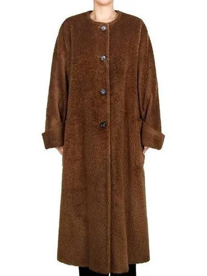 Hudson Wool Single Coat Brown - MAX MARA - BALAAN 2