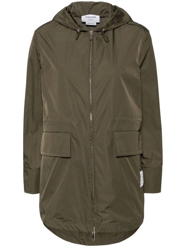 Fishtail Hem Drawstring Hooded Parka Olive Green - THOM BROWNE - BALAAN 2