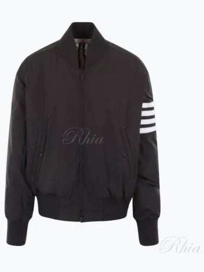 Poly Twill 4-Bar Oversized Knit Down Bomber Jacket Charcoal - THOM BROWNE - BALAAN 2