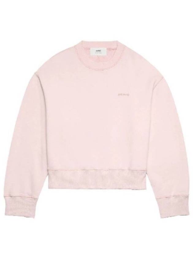 Embroidery Logo Crew Neck Sweatshirt Pink - AMI - BALAAN 3