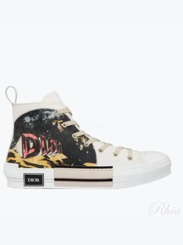 B23 Canvas Asterodior Signature High Top Sneakers White - DIOR - BALAAN 2