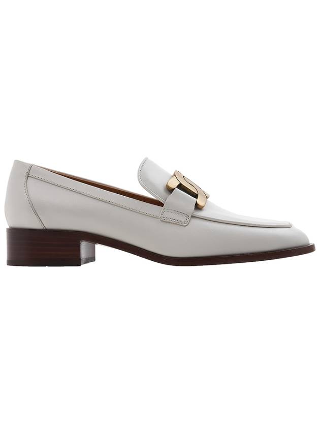 Women's Gold Logo Chain Leather Loafers White - TOD'S - BALAAN 3