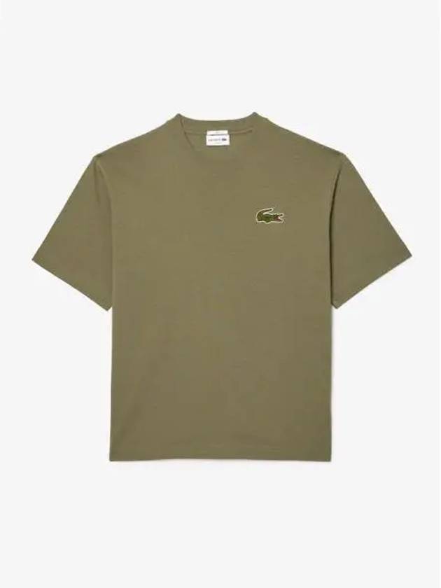 Loose Fit Heavy Cotton Badge Short Sleeve T-Shirt Khaki - LACOSTE - BALAAN 2