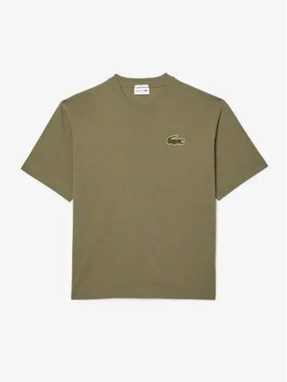 Loose Fit Heavy Cotton Badge Short Sleeve T-Shirt Khaki - LACOSTE - BALAAN 2