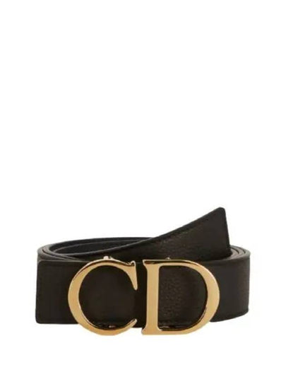 CD Logo Gold Buckle Reversible Leather Belt Black Navy - DIOR - BALAAN 2