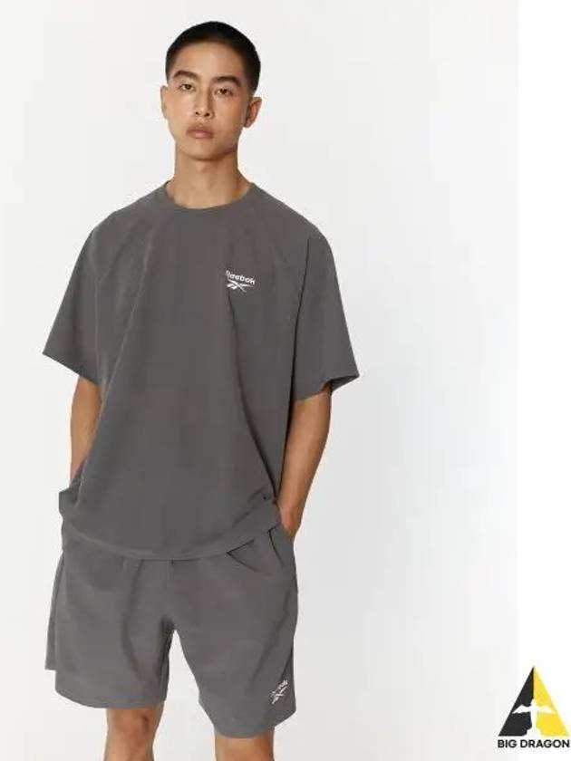 Recovery Woven T shirt Shorts Setup Charcoal - REEBOK - BALAAN 1