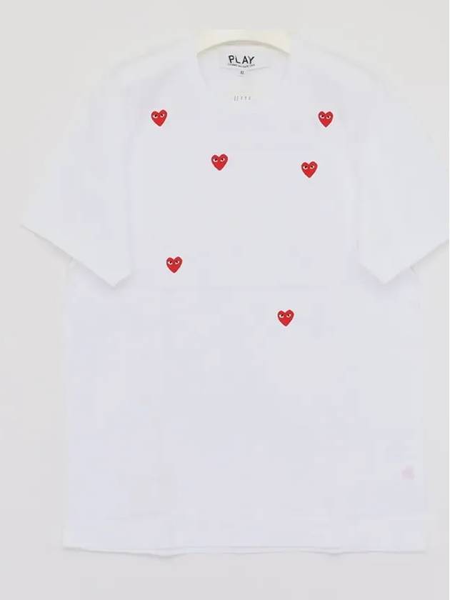 P1T3383 WHITE Manny Red Heart Short Sleeve T Shirt - COMME DES GARCONS - BALAAN 3