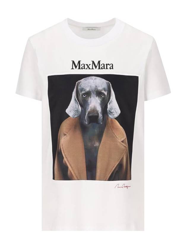 Graphic Print Crewneck Short Sleeve T-Shirt White - MAX MARA - BALAAN 2