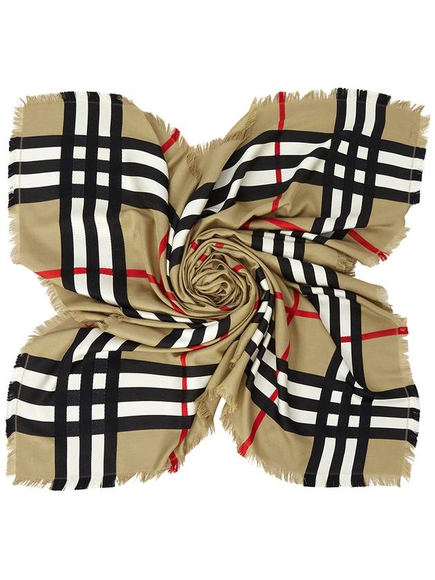 Montage Print Large Square Silk Wool Scarf Beige - BURBERRY - BALAAN 4