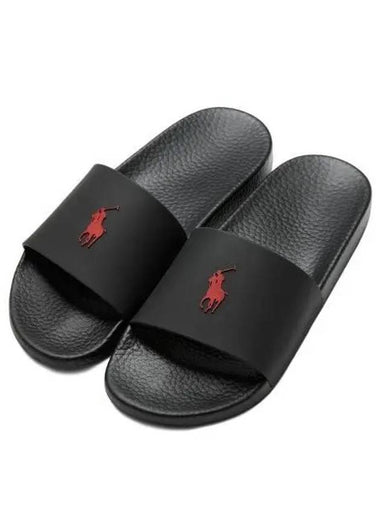 Signature Pony Slides Black - POLO RALPH LAUREN - BALAAN 1