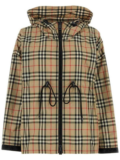 Women's Back-tone Check Zip-up Hooded Jacket Beige - BURBERRY - BALAAN 2