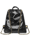 22 Small Shiny Calfskin Gold Metal Backpack Black - CHANEL - BALAAN 6