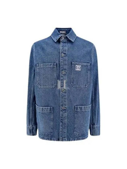 Charm Overshirt Cotton Twill Denim Jacket Blue - DIOR - BALAAN 2