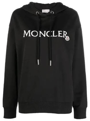 Logo Embroidery Hooded Sweatshirt Black Women T shirt 8G00016 89A1K 999 - MONCLER - BALAAN 1