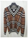 Maloney Check Cashmere Knit Top Brown - BURBERRY - BALAAN.