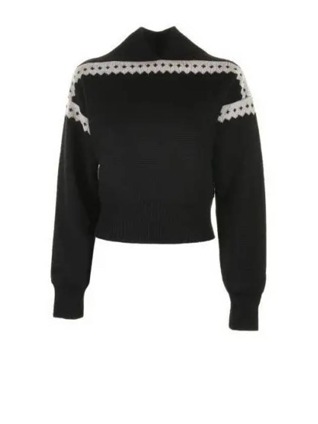 Contrast Trim Effect Knit Top Black - SAINT LAURENT - BALAAN 2