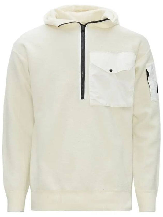 Half Zip Up Wool Knit Top Ivory - CP COMPANY - BALAAN 1