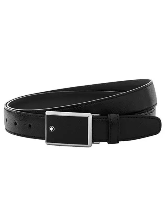 Plate Buckle Saffiano Leather Belt Black - MONTBLANC - BALAAN 1