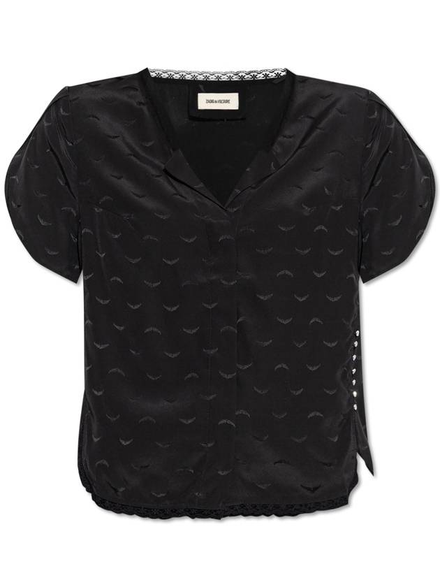 Zadig & Voltaire Top With Embroidered Tiffany Logo, Women's, Black - ZADIG & VOLTAIRE - BALAAN 1