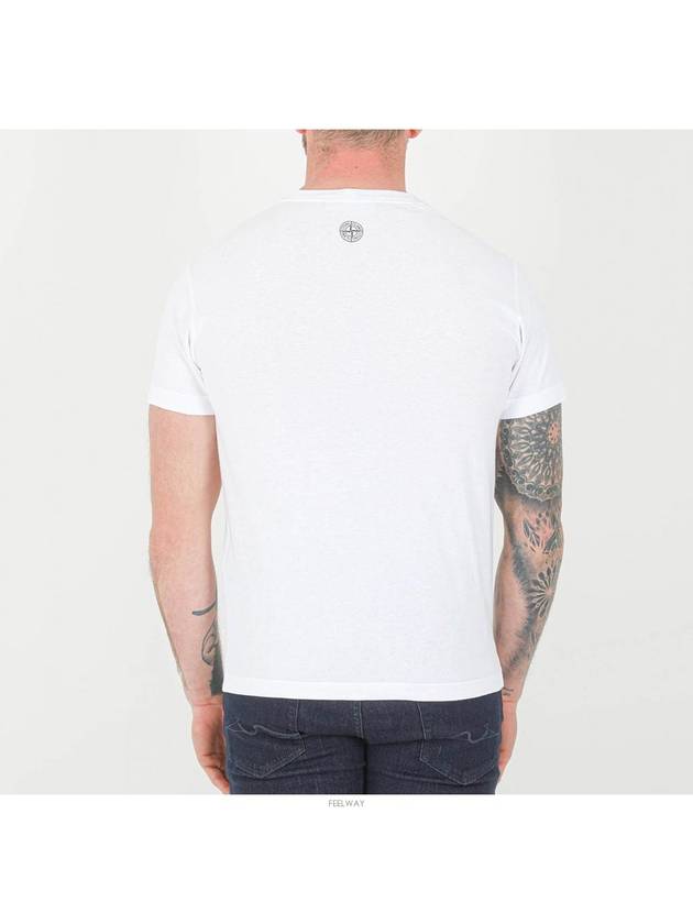 Tricromia One Print Garment Dyed Cotton Jersey Short Sleeve T-Shirt White - STONE ISLAND - BALAAN 4