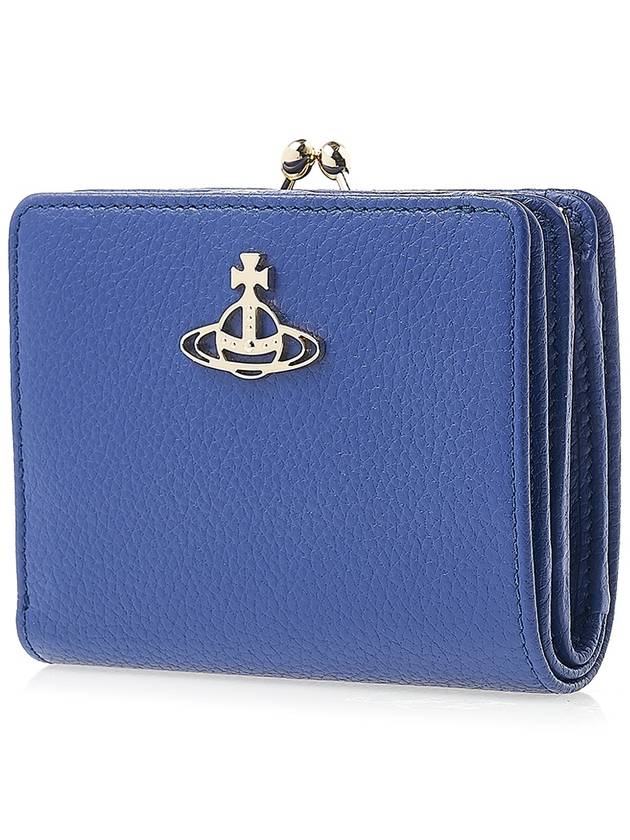 Grain Leather Frame Half Wallet Light Blue - VIVIENNE WESTWOOD - BALAAN 3