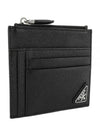 Triangular Logo Saffiano Card Wallet Black - PRADA - BALAAN 2