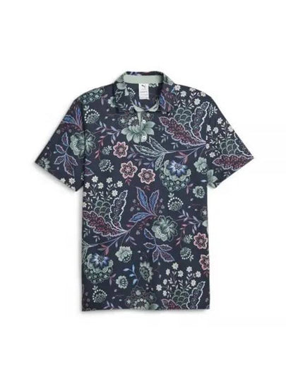 Paisley Short Sleeve Polo Shirt Navy - PUMA - BALAAN 2