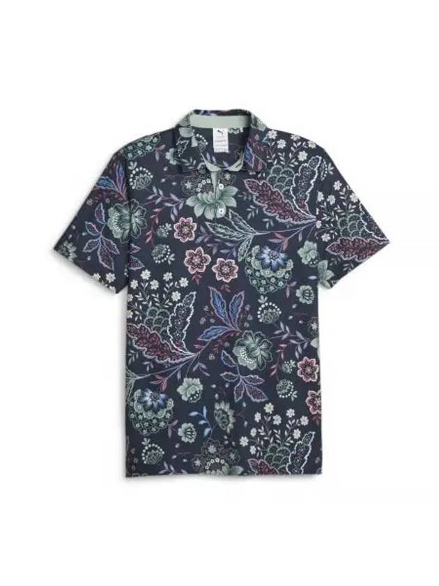 Paisley Short Sleeve Polo Shirt Navy - PUMA - BALAAN 1