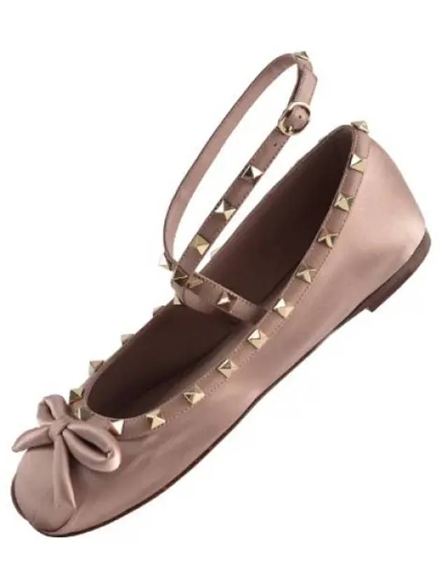 Rockstud Satin Ballerina Shoes Women s - VALENTINO - BALAAN 1