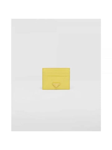 Saffiano Triangle Logo Card Wallet Citron Yellow 1MC025QHHF0322 - PRADA - BALAAN 1