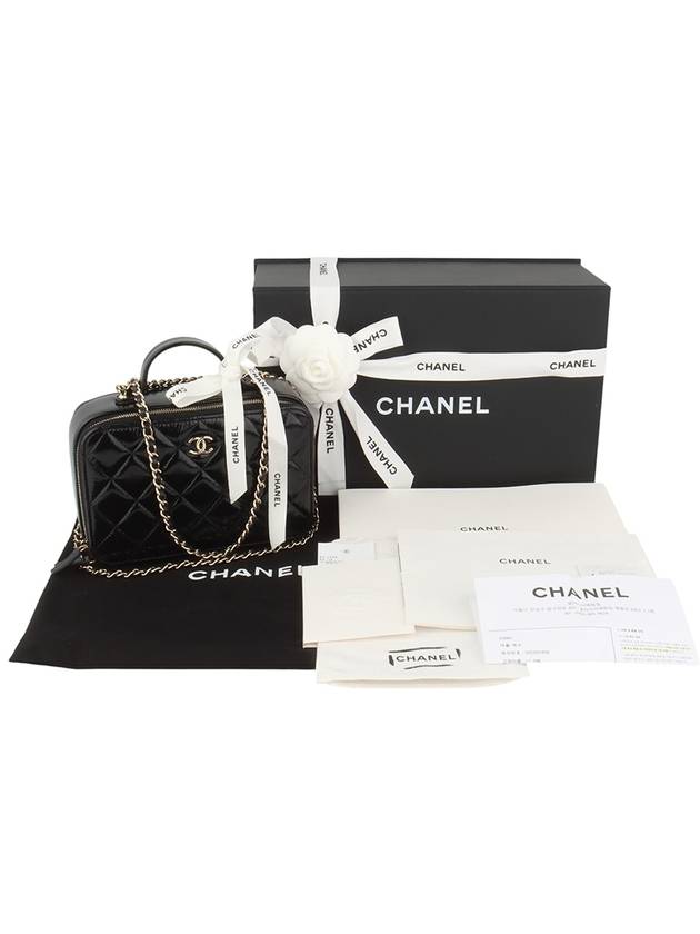 AS3538 Shiny Lambskin Vanity Top Handle Gold Chain Cross Bag Department Store Invoice 34103 - CHANEL - BALAAN 8