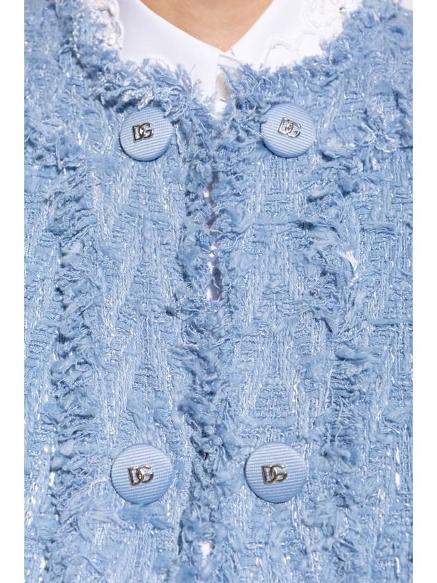 Single breasted cotton rush stitch jacket Azur - DOLCE&GABBANA - BALAAN 6