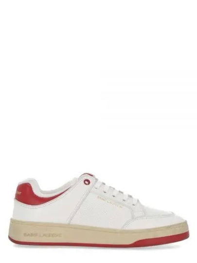 Logo Calf Leather Low Top Sneakers White - SAINT LAURENT - BALAAN 2