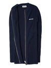 Women's Logo Knit Full Zip Up Cardigan Navy - MIU MIU - BALAAN 10