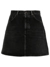 Denim Mini A-Line Skirt Black - ACNE STUDIOS - BALAAN 2