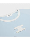 Women s Triomphe Cotton Jersey Short Sleeve T Shirt Pastel Blue Cream - CELINE - BALAAN 3