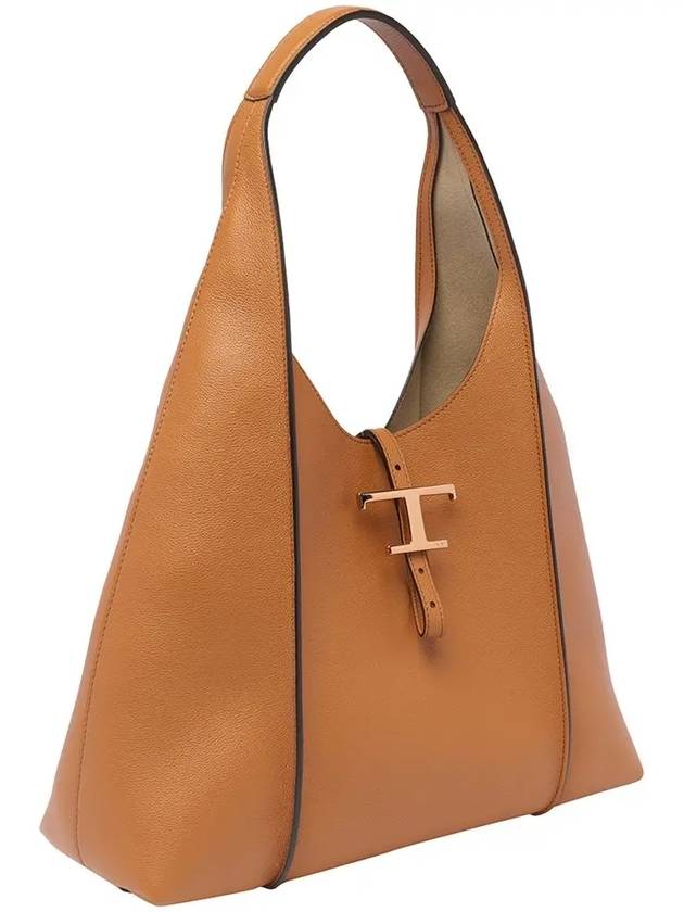 T Timeless Leather Hobo Tote Bag Brown - TOD'S - BALAAN 4