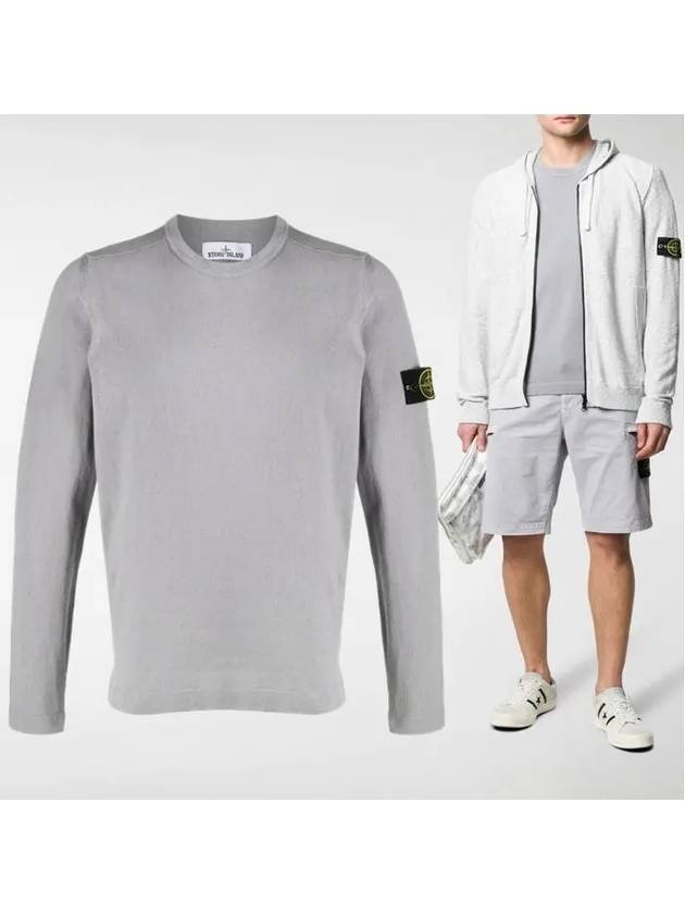 Wappen Patch Round Cotton Knit Top Light Grey - STONE ISLAND - BALAAN 9