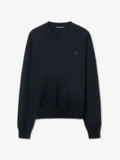 Face Logo V-Neck Knit Top Black - ACNE STUDIOS - BALAAN 2